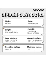 كابل شحن سريع 65 واط 4 في 1