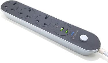 سلك تمديد كهربائي، شريط طاقة بطول 5 متر يحتوي على 2USB و 1PD نوع C و 3 مقبس كهرباء بريطاني، 13A