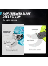 مقصات تقليم كهربائية 21 فولت مع بطاريتين، شاحن وشفرات - تقطع حتى 30 مم