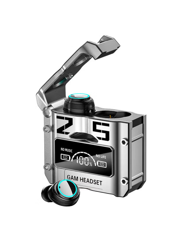 سماعات أذن لاسلكية بلوتوث 5.3، سماعات داخل الأذن بمدة تشغيل 180 ساعة، مقاومة للماء IP7 – فضي